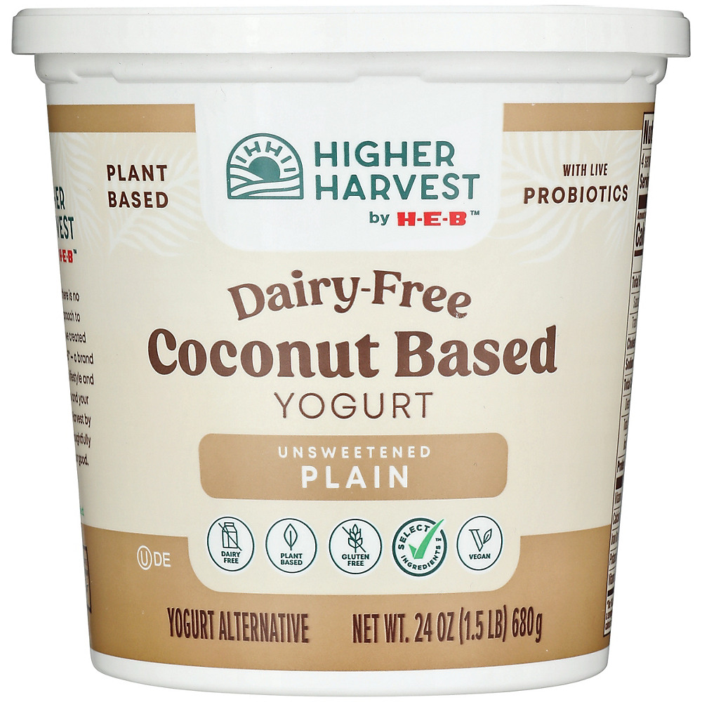 Calories in H-E-B Unsweetened Plain Coconut Milk Yogurt, 24 oz