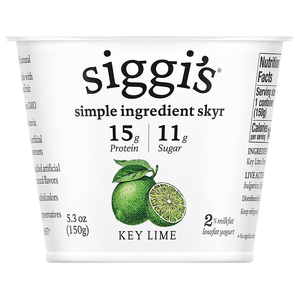 Calories in Siggi's Key Lime Skyr Icelandic 2% Low-Fat Yogurt, 5.3 oz