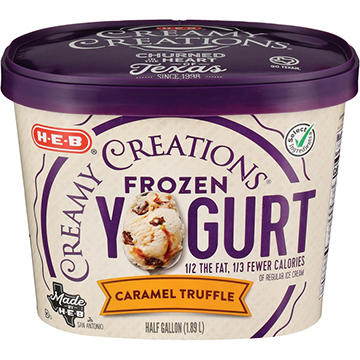 H-E-B Creamy Creations Caramel Truffle Frozen Yogurt, 1/2 gal