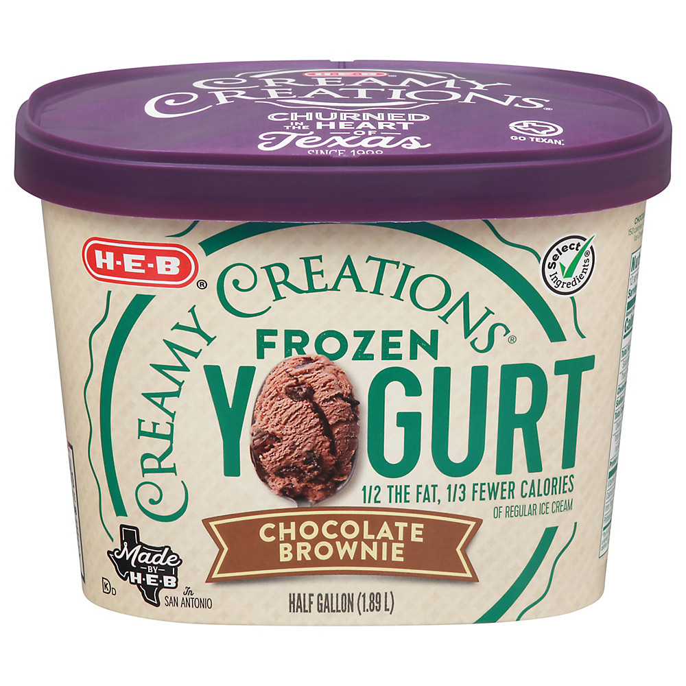 Calories in H-E-B Select Ingredients Creamy Creations Chocolate Brownie Frozen Yogurt, 1/2 gal