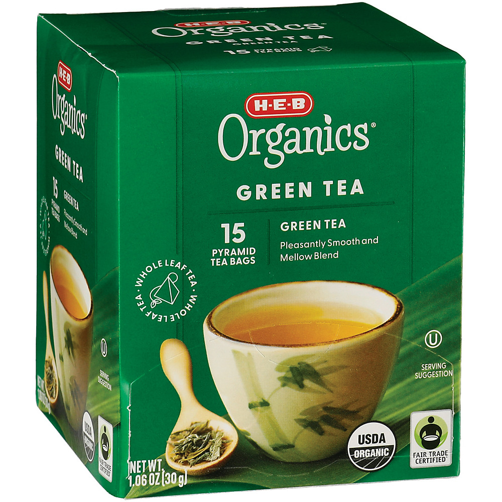 Calories in H-E-B Organics Green Pyramid Tea Bags, 15 ct