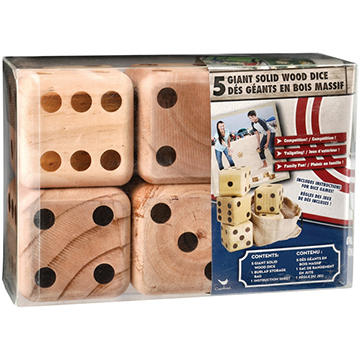 Cardinal Industries Giant Solid Wood Dice Set, 5 ct