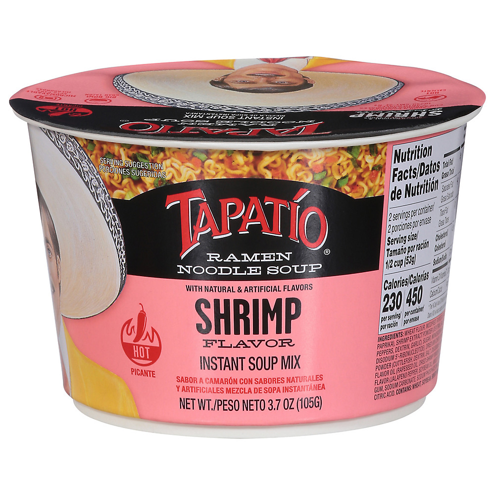 Calories in Tapatio Shrimp Ramen Noodle Soup Bowl, 3.7 oz