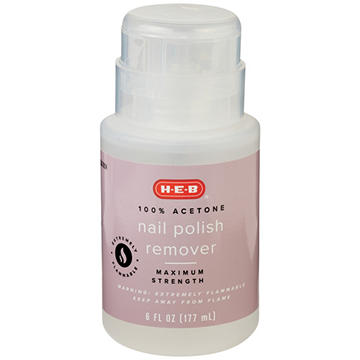 H-E-B 100% Acetone Nail Polish Remover With Pump, 6 oz