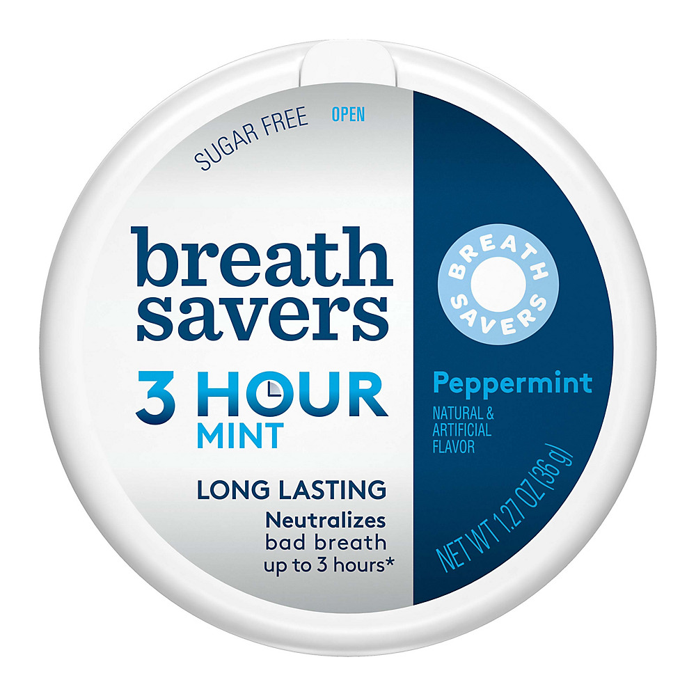 Calories in Breath Savers 3-Hour Peppermint Flavored Mints Tin, 1.27 oz