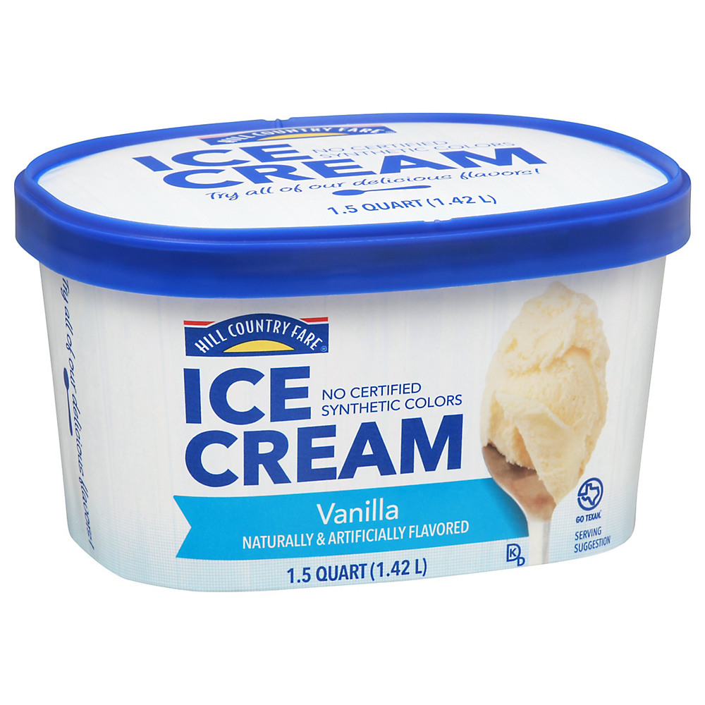 Calories in Hill Country Fare Vanilla Ice Cream, 1.5 qt