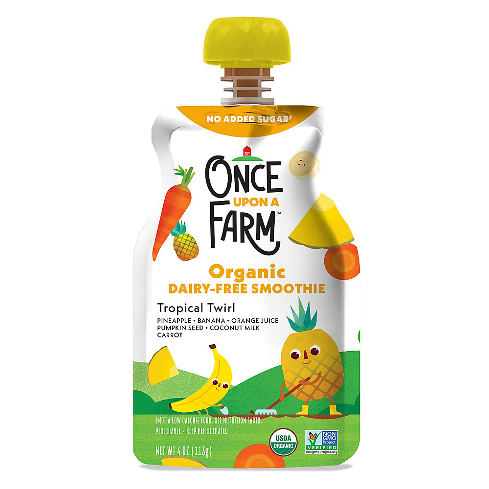 Calories in Once Upon a Farm Organic Dairy-Free Smoothie, Tropical Twirl, 4 oz