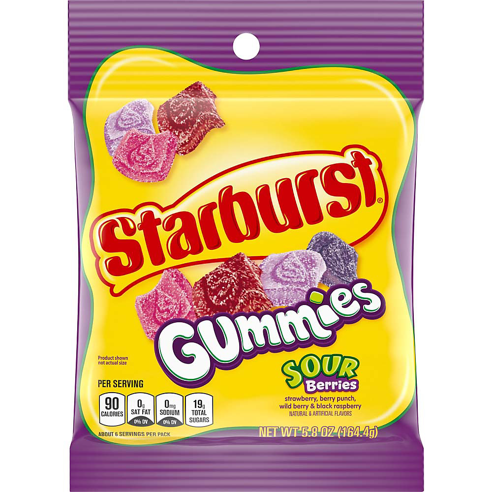 Calories in Starburst Sour Berries Gummies Candy Bag, 5.8 oz