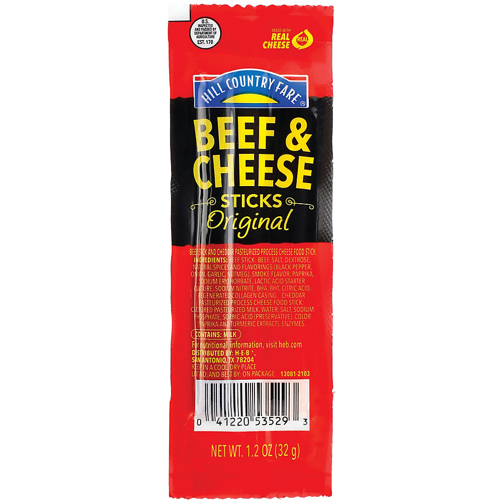 Calories in Hill Country Fare Beef & Cheddar Cheese Stick, 1.2 oz
