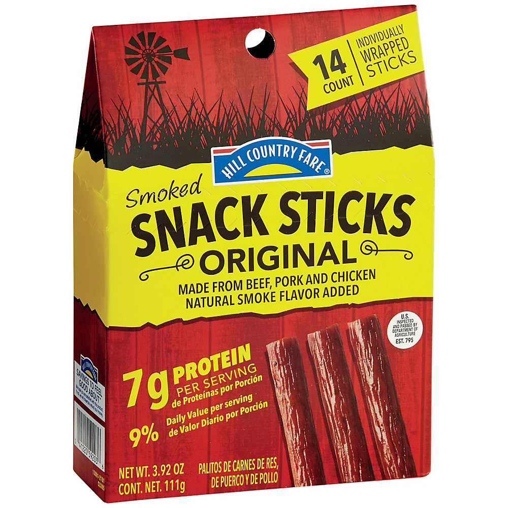 Calories in Hill Country Fare Smoked Original Snack Sticks, 14 ct