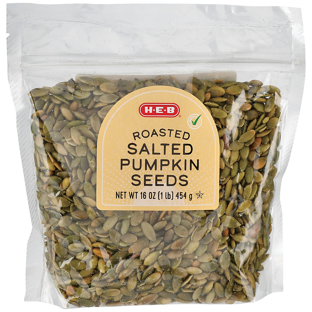 Calories in H-E-B Roasted Salted Pumpkin Seeds, 16 oz