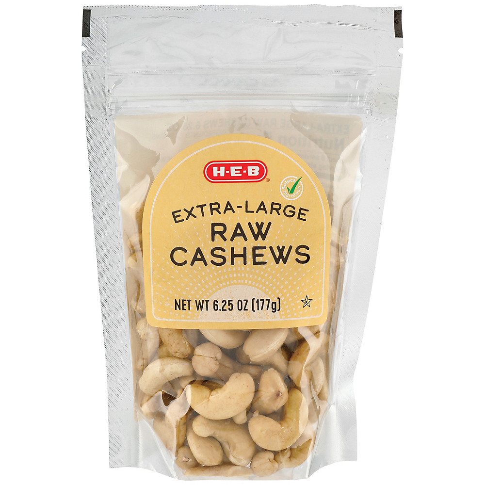Calories in H-E-B Raw Cashews, 6.25 oz