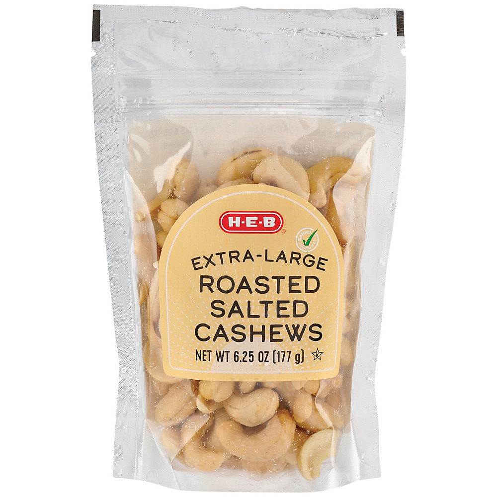 Calories in H-E-B Roasted Salted Cashews, 6.25 oz