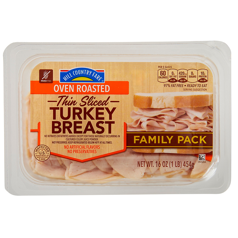 Calories in Hill Country Fare Thin Sliced Oven Roasted Turkey Breast, 16 oz