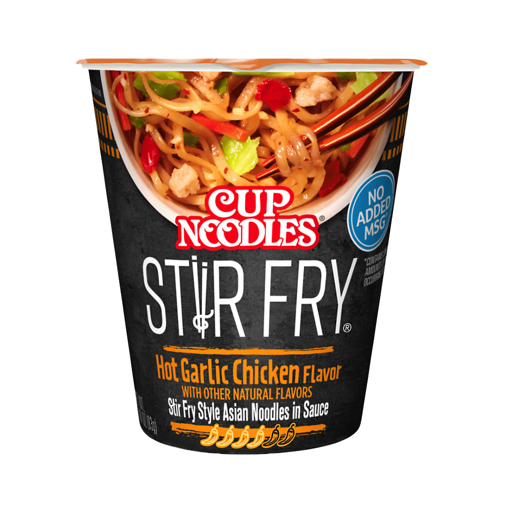 Calories in Nissin Hot Garlic Chicken Stir Fry Cup Noodles, 2.93 oz