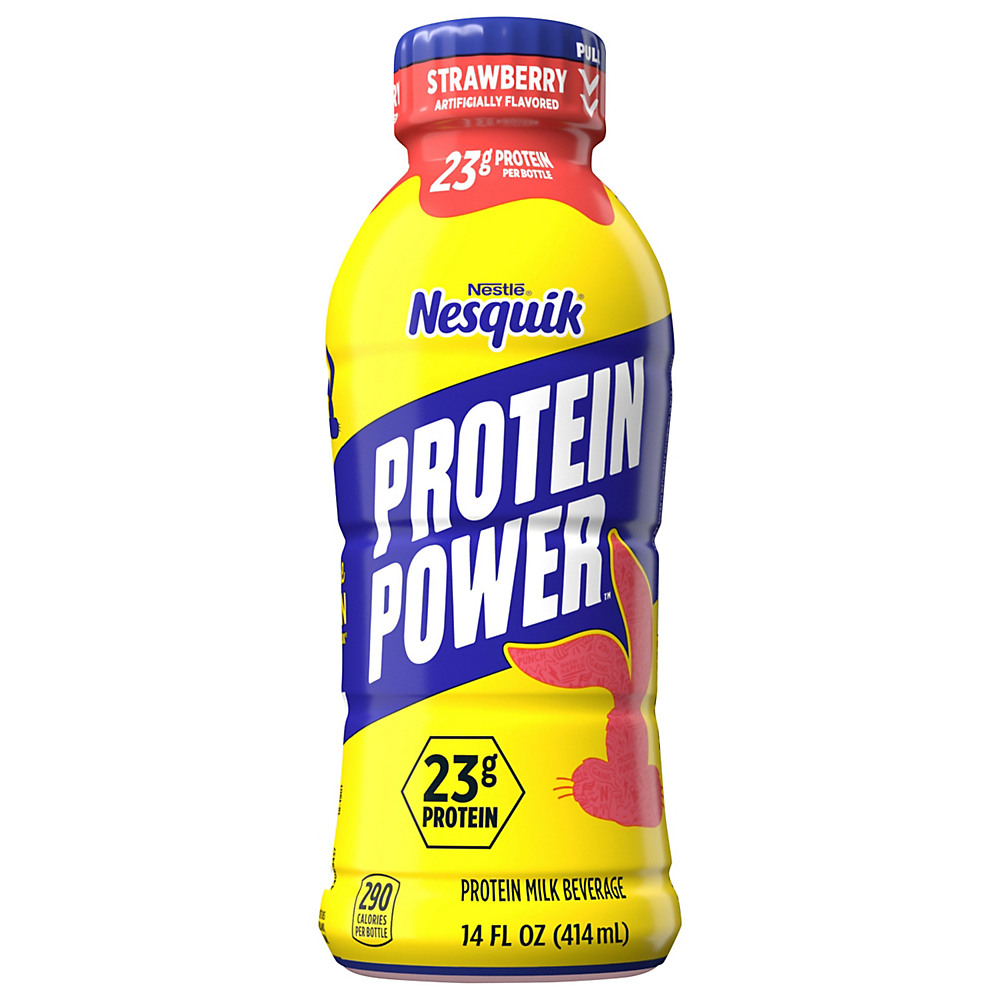 Calories in Nestle Nesquik Strawberry Protein Power Milk Beverage, 14 oz