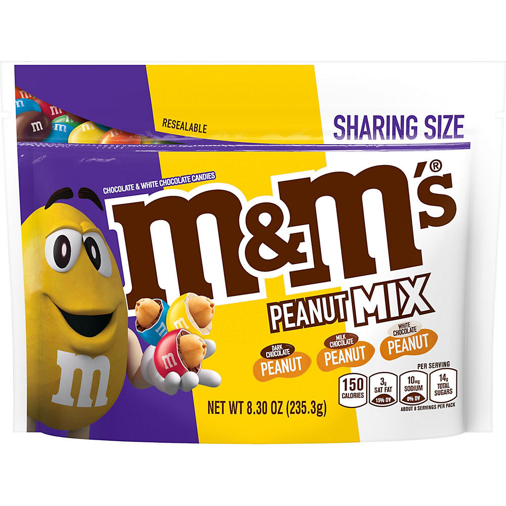 Calories in M&M's Peanut Mix Chocolate Candy Sharing Size Bag, 8.3 oz
