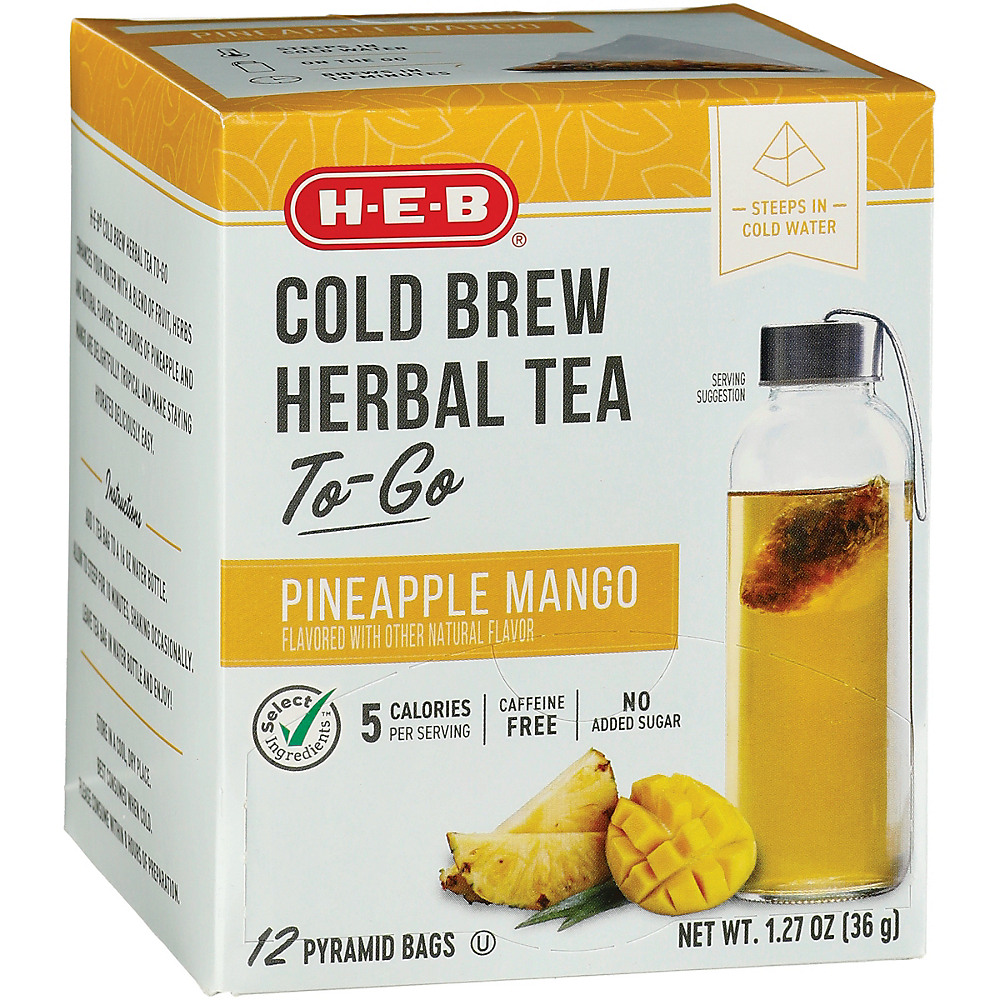 Calories in H-E-B Select Ingredients Pineapple Mango Cold Brew Herbal Tea Bags, 12 ct
