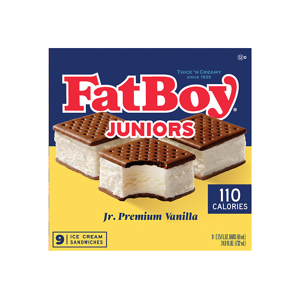 Calories in FatBoy Jr. Vanilla Ice Cream Sandwiches, 9 ct