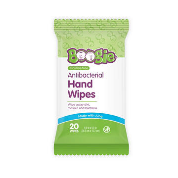 Boogie Hands Antibacterial Hand Wipes, 20 ct
