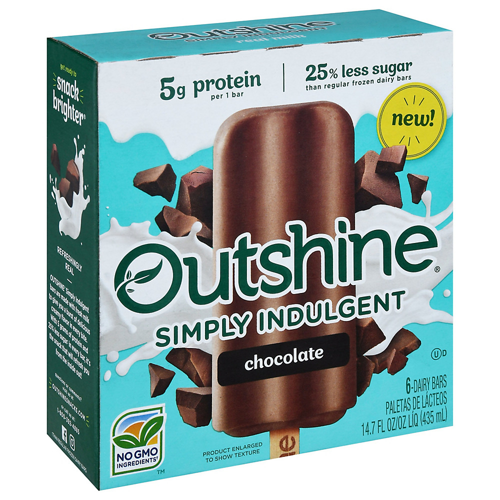 Calories in Outshine Simply Indulgent Chocolate Ice Cream Bars, 6 ct