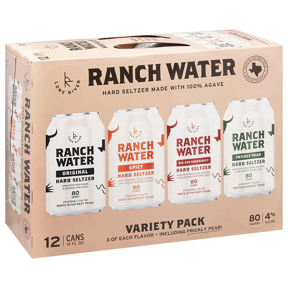 Calories in Lone River Ranch Water Hard Seltzer Variety Pack 12 oz Cans, 12 pk