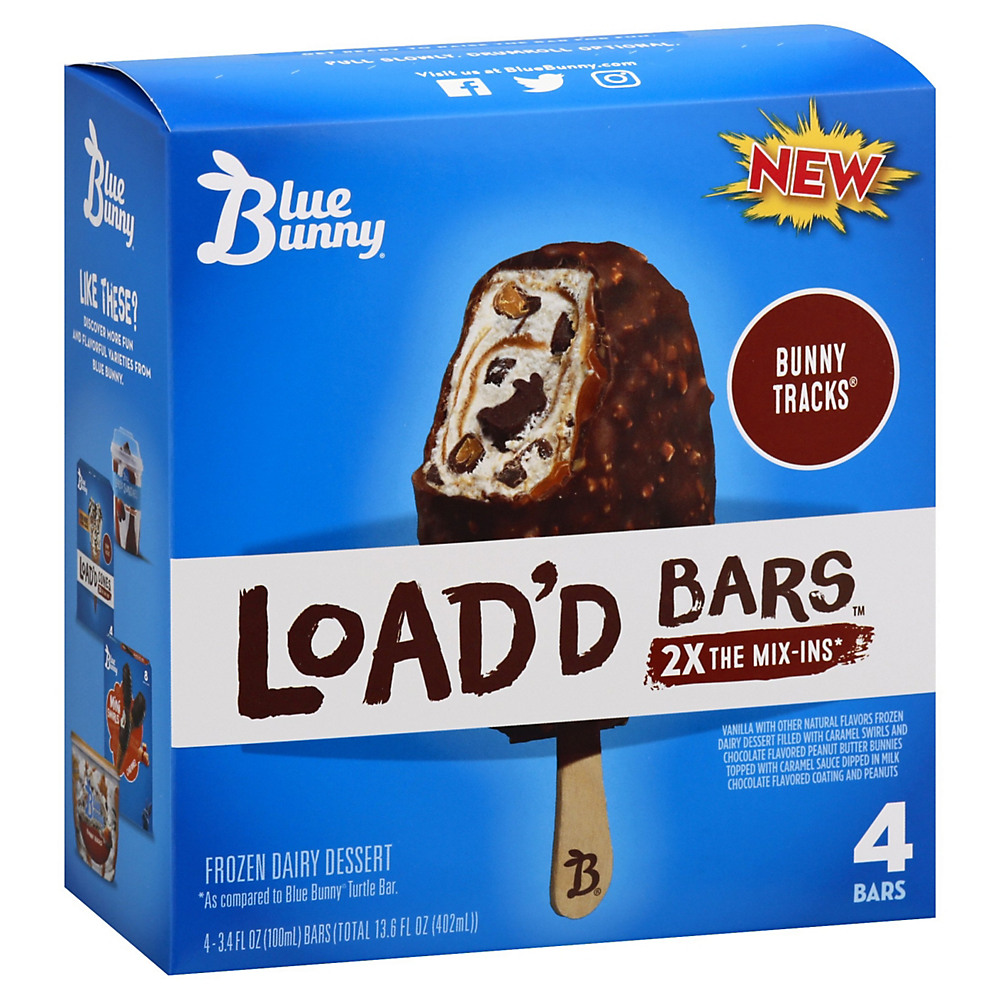 Calories in Blue Bunny Bunny Tracks Load'd Ice Cream Bars, 4 ct