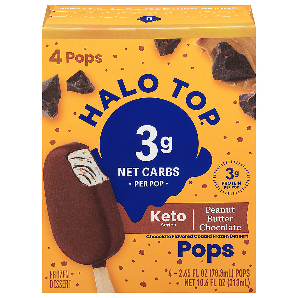 Calories in Halo Top Peanut Butter Chocolate Keto Pops, 4 ct