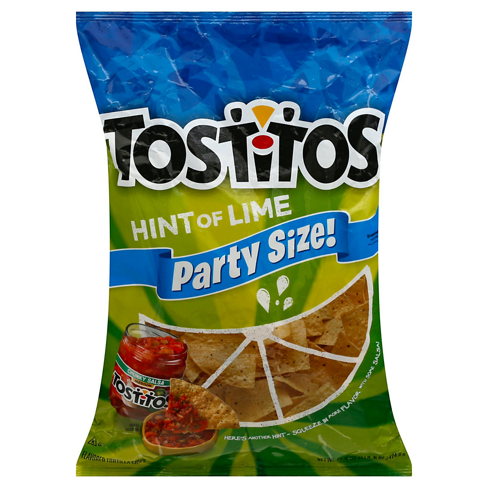 Calories in Tostitos Hint of Lime Restaurant Style Corn Tortilla Chips Party Size, 16.75 oz