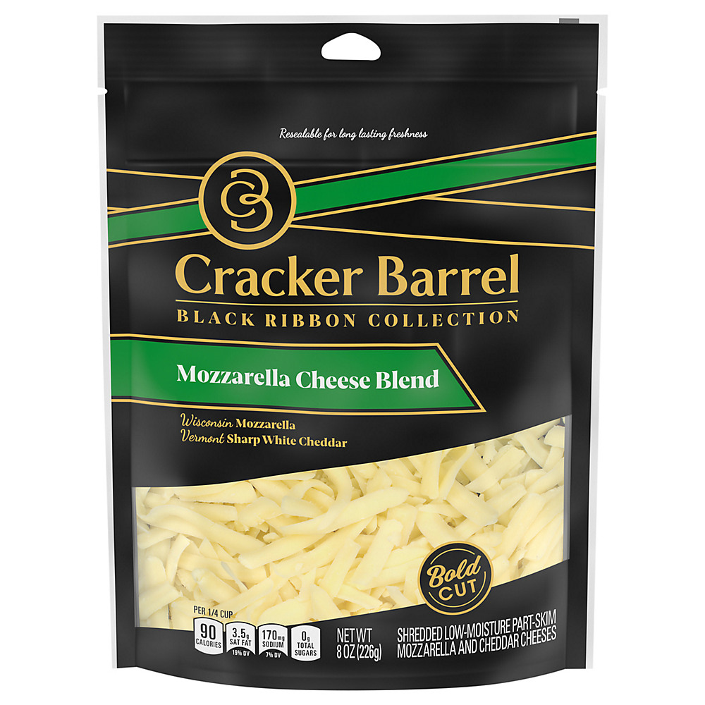 Calories in Cracker Barrel Mozzarella Cheese Blend Thick Shreds, 8 oz