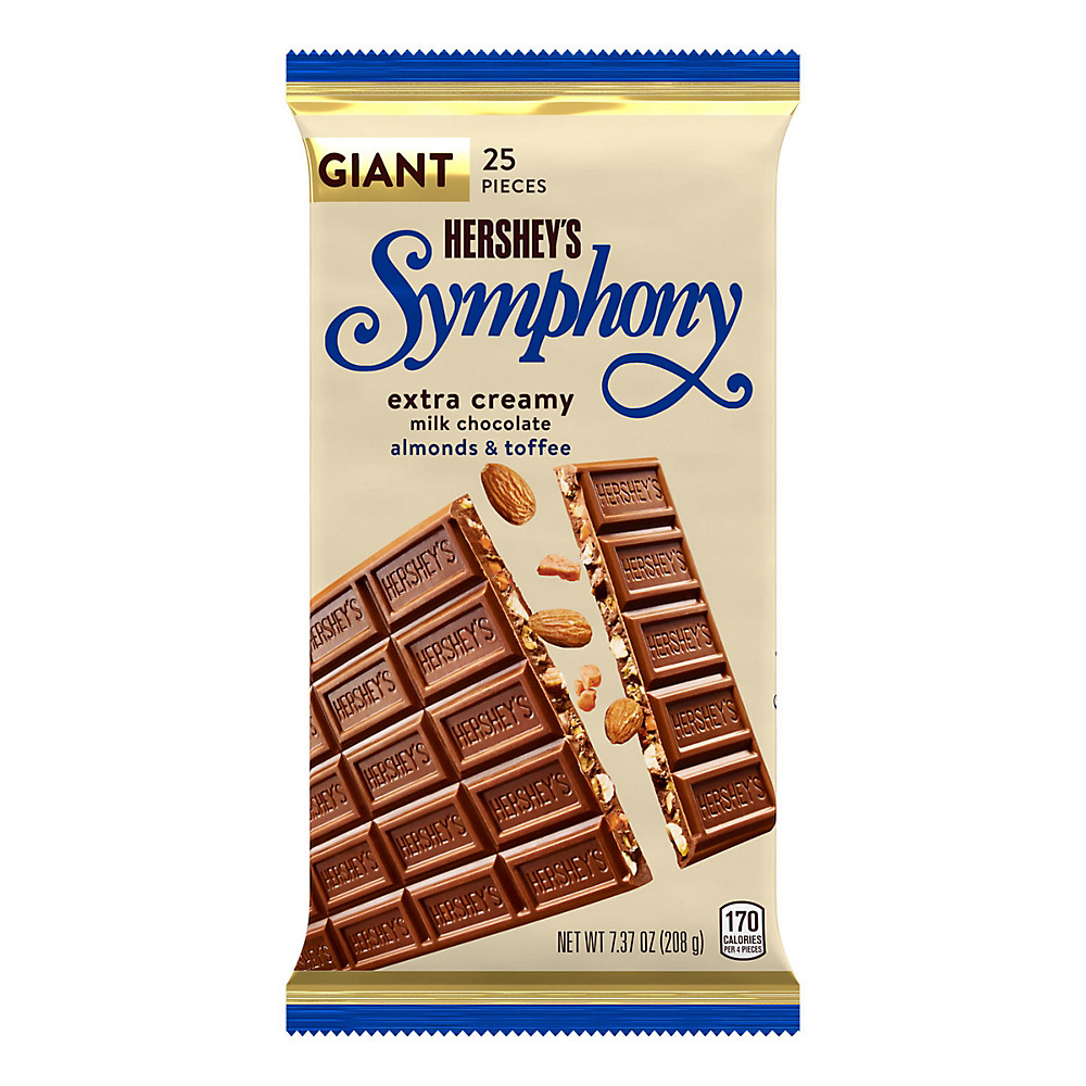 Calories in Hershey's Symphony Milk Chocolate with Almonds & Toffee Giant Bar, 6.8 oz