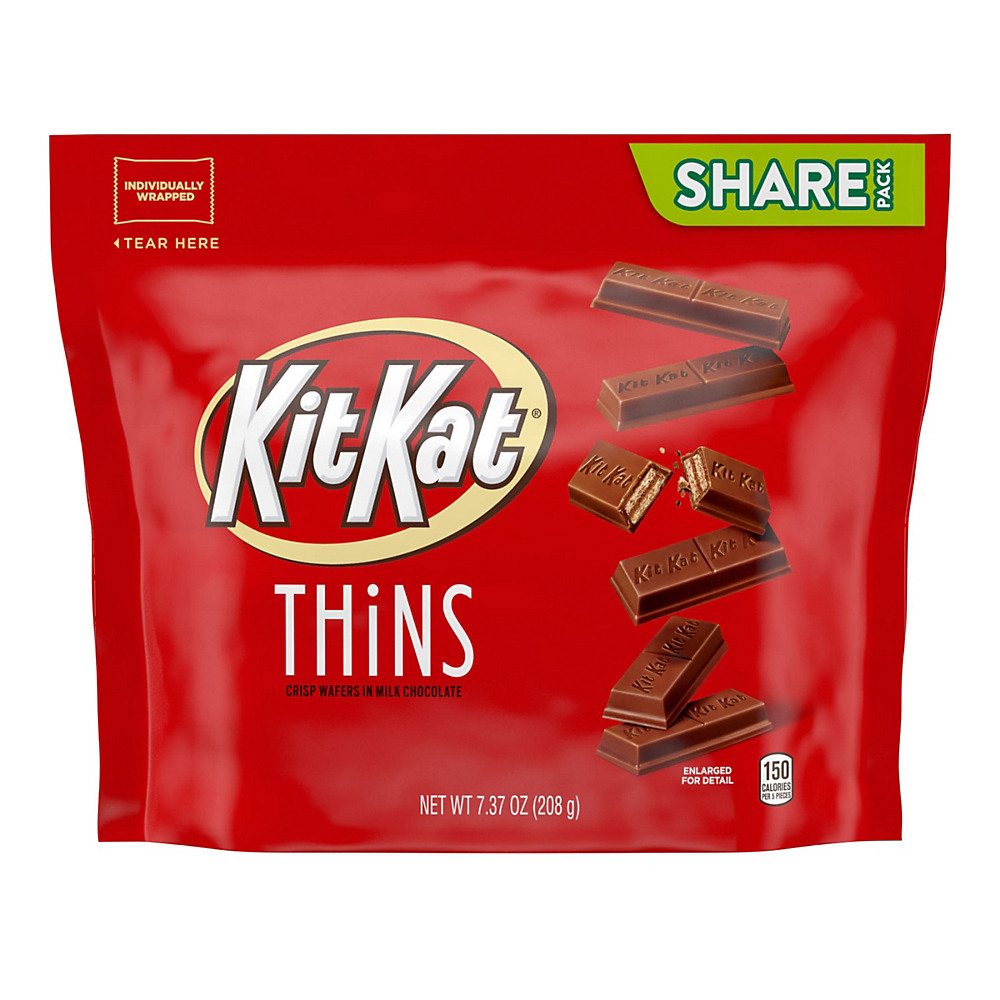 Calories in Kit Kat Thins Milk Chocolate Candy Bars Share Pack, 7.37 oz