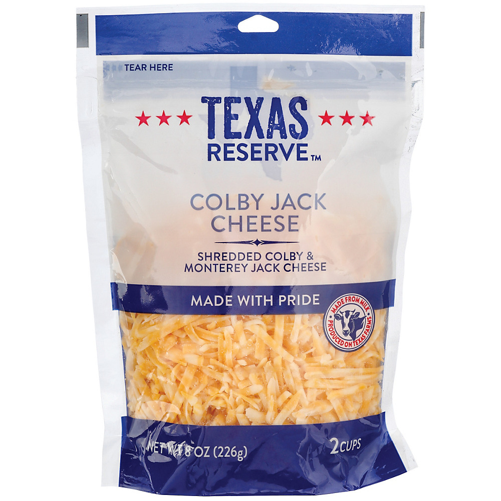 Calories in Texas Reserve Colby & Monterey Jack Shredded Cheese, 8 oz