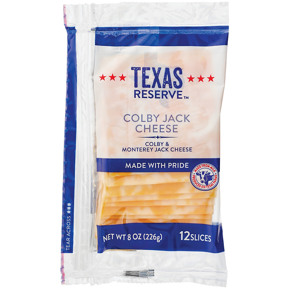 Calories in Texas Reserve Colby & Monterey Jack Sliced Cheese, 12 ct