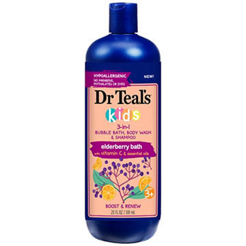 Dr Teal's Kids 3-in-1 Elderberry Bath with Vitamin C & Essential Oils, 20 oz