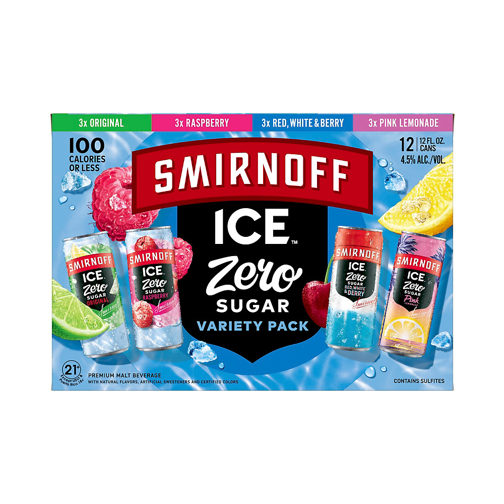 Calories in Smirnoff Ice Zero Sugar Variety Pack 12 oz Cans, 12 pk