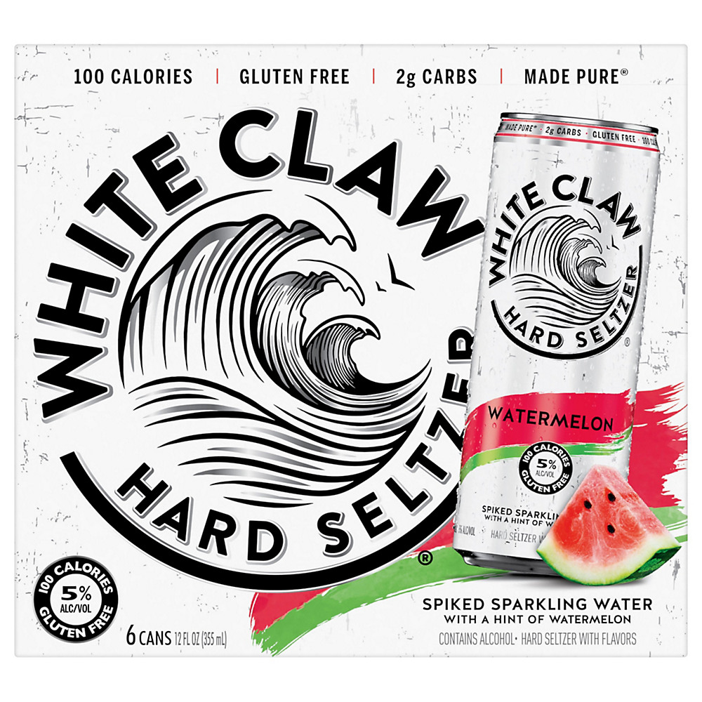 Calories in White Claw Watermelon Hard Seltzer 12 oz Cans, 6 pk