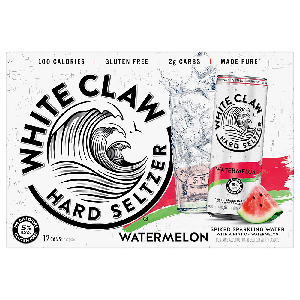 Calories in White Claw Watermelon Hard Seltzer 12 oz Cans, 12 pk