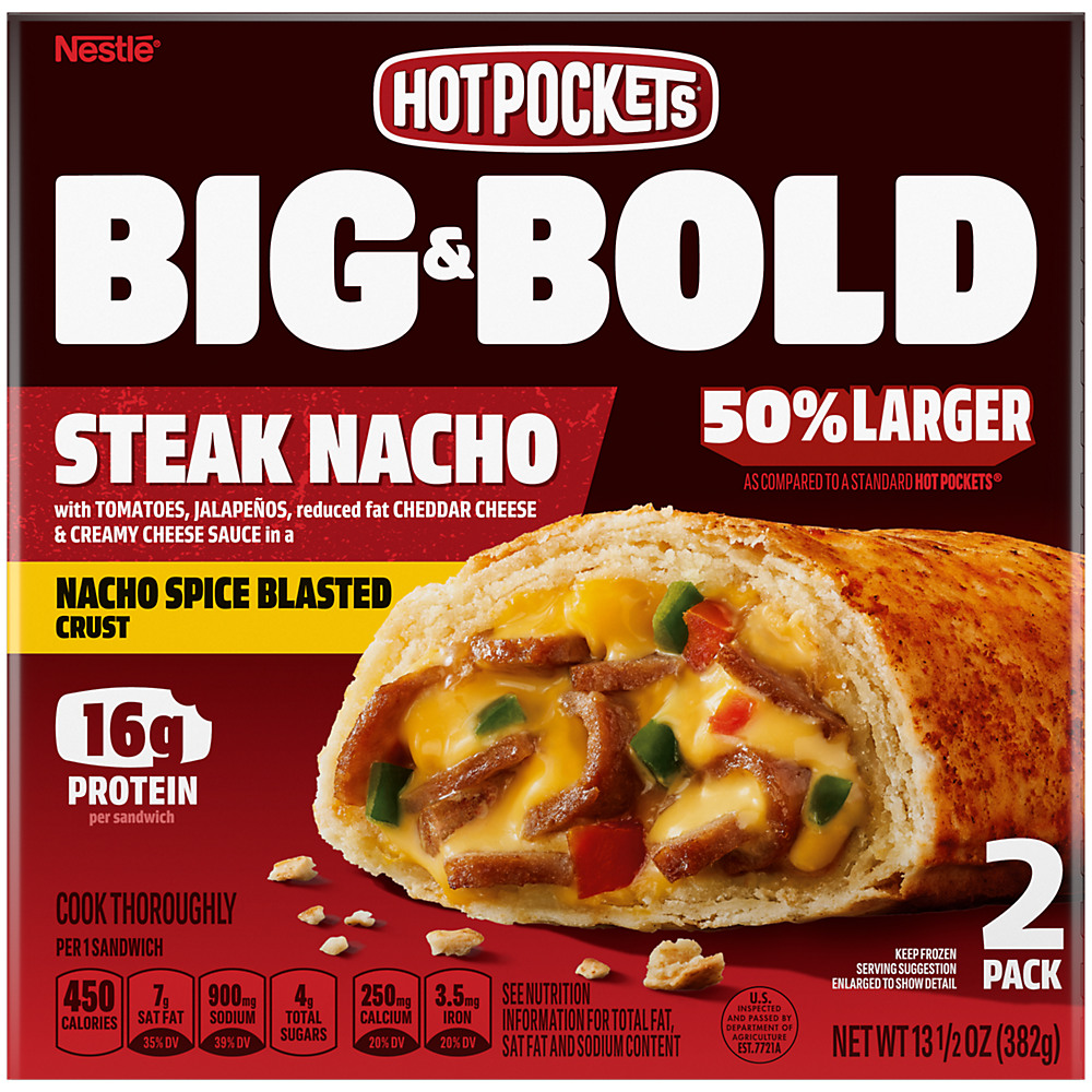 Calories in Hot Pockets Big & Bold Steak Nacho Sandwiches, 2 ct