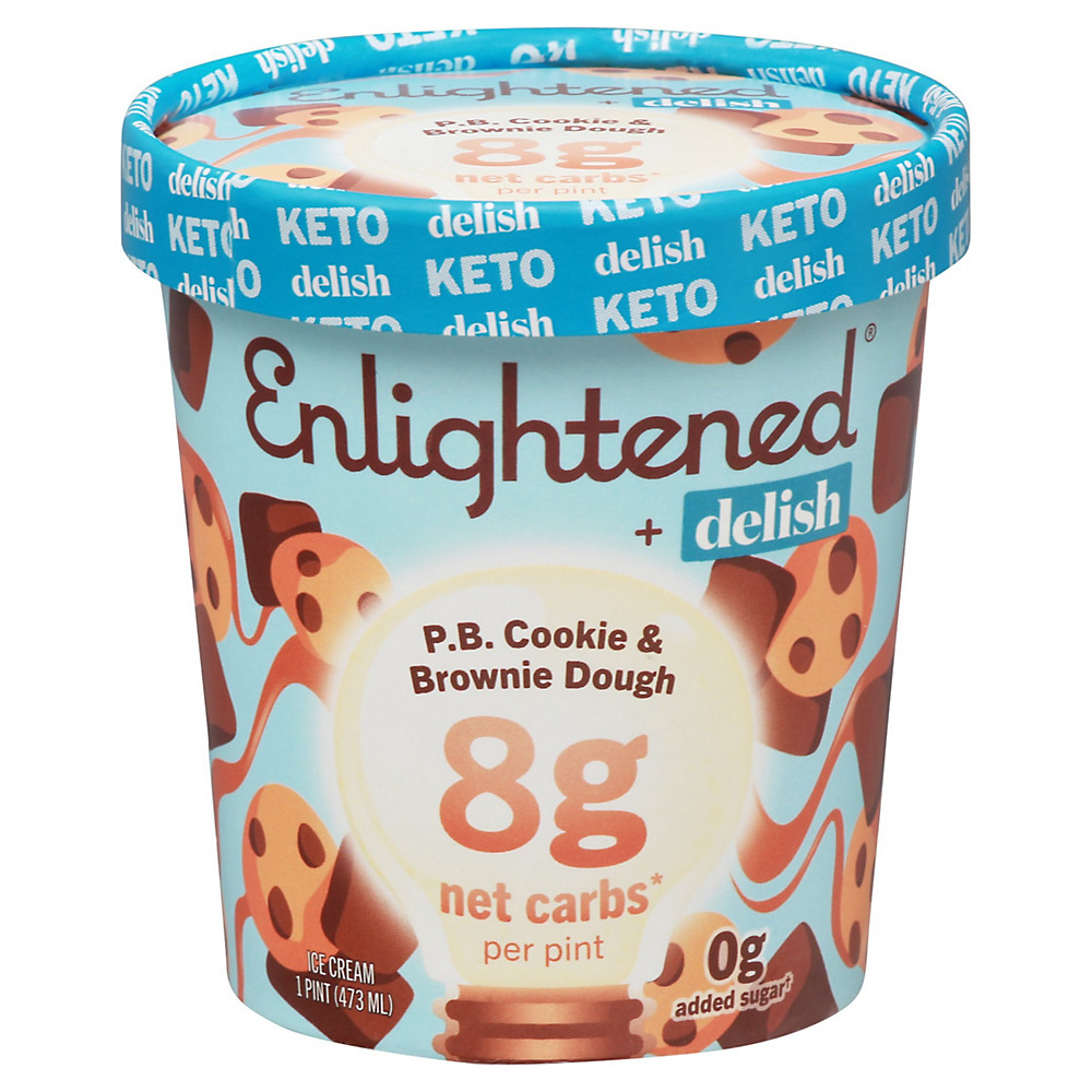 Calories in Enlightened Delish Peanut Butter Cookie & Brownie Dough Keto Ice Cream, 1 pt