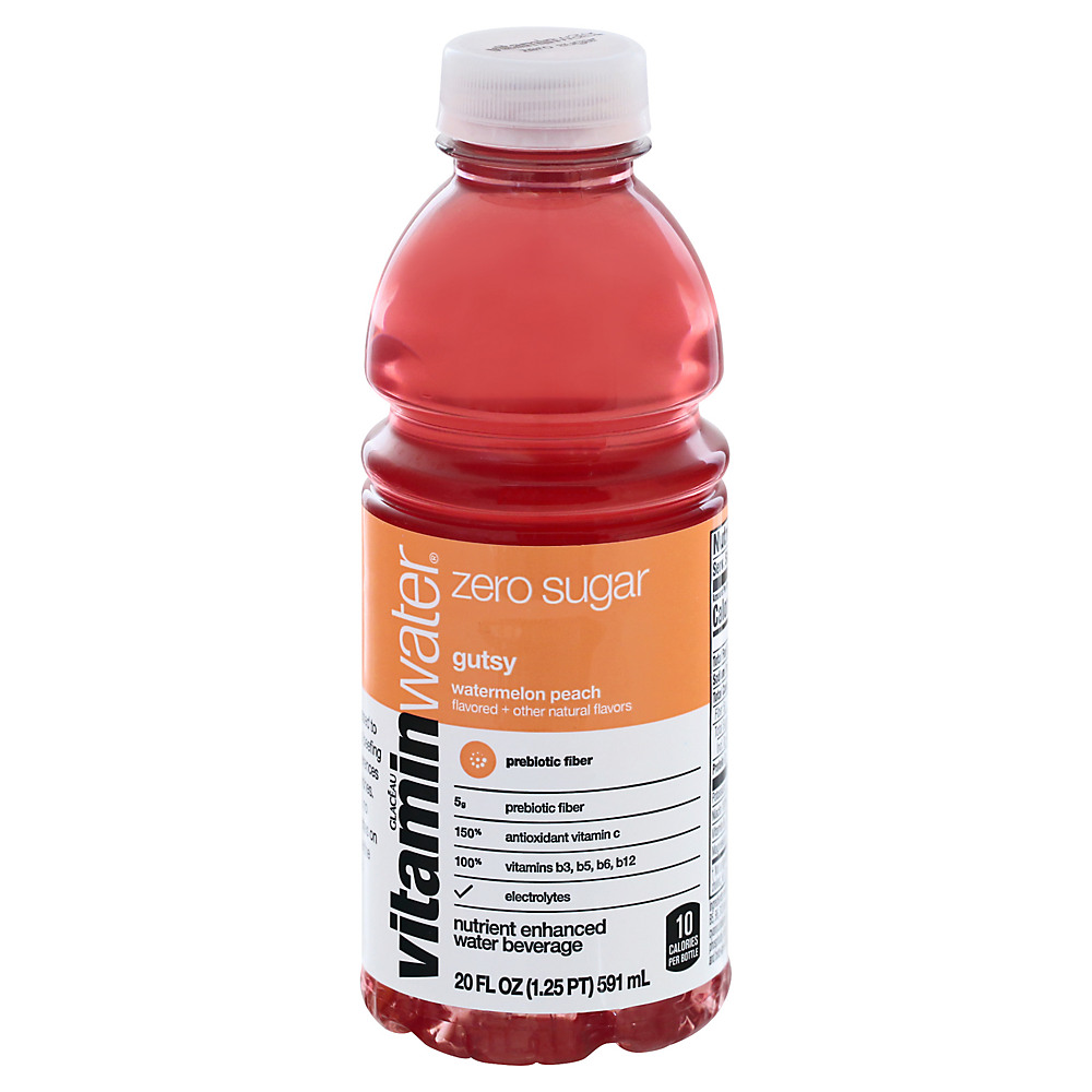 Calories in Glaceau Vitaminwater Zero Gutsy Watermelon Peach Water Beverage, 20 oz