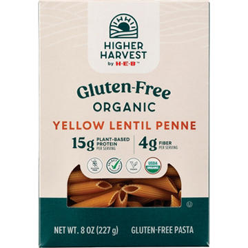 Higher Harvest by H-E-B Gluten Free Organic 15g Protein Yellow Lentil Penne Pasta Noodles, 8 oz