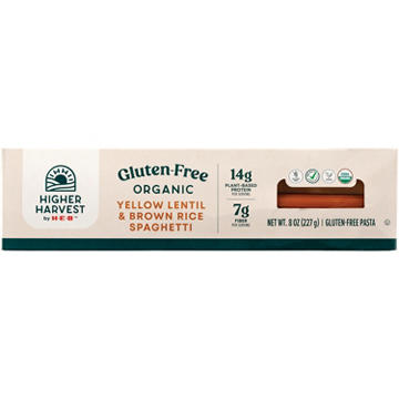 Higher Harvest by H-E-B Gluten Free Organic 14g Protein Yellow Lentil & Brown Rice Spaghetti Noodles, 8 oz