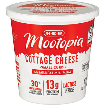 H-E-B Mootopia Lactose-Free Small Curd Cottage Cheese, 24 oz