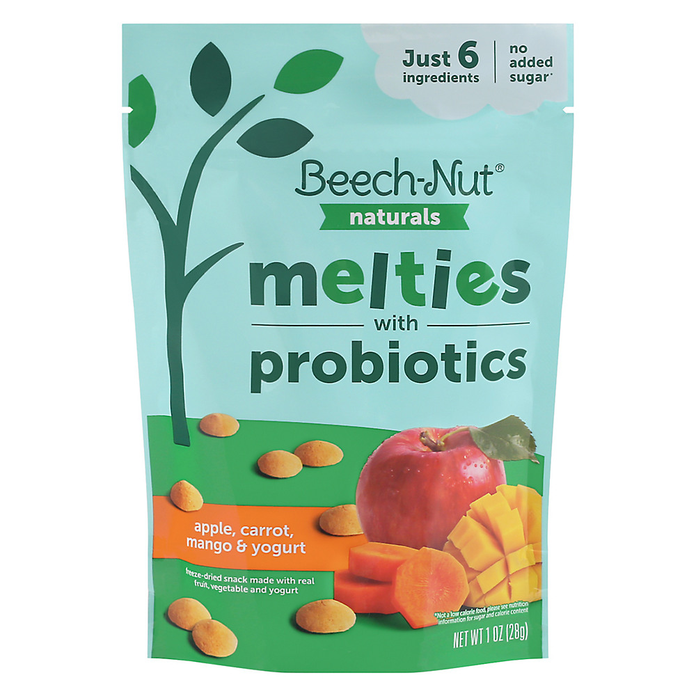 Calories in Beech-Nut Naturals Melties with Probiotic Stage 3 Apple Carrot Mango & Yogurt Snack Pouch, 1 oz