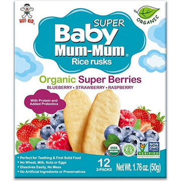 Baby Mum-Mum Organic Rice Rusks - Super Berries, 12 pk