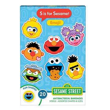 Sesame Street Antibacterial Bandages - Assorted Sizes, 20 ct
