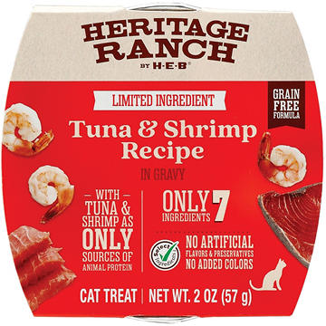 Heritage Ranch by H-E-B Limited Ingredient Grain-Free Wet Cat Treat -Tuna & Shrimp, 2 oz