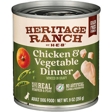 Heritage Ranch by H-E-B Grain-Free Canned Wet Adult Dog Food - Minced Chicken & Vegetable, 9 oz