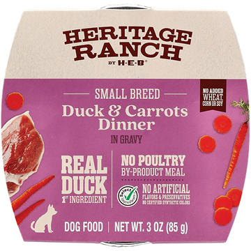 Heritage Ranch by H-E-B Small Breed Adult Wet Dog Food - Duck & Carrots, 3 oz